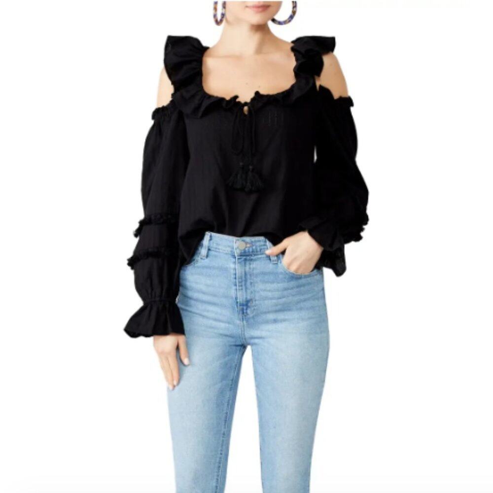 Rebecca Minkoff Pippa Black Ruffle Blouse